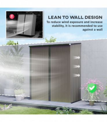 Outsunny Outdoor Storage Shed w/ Lockable Door for Garden, Light Grey