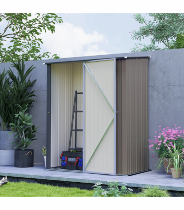 Outsunny Outdoor Storage Shed w/ Lockable Door for Garden, Light Grey