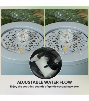 Outsunny Outdoor Waterfall Fountain Water Feature with LED, Light Grey