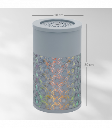 Outsunny Outdoor Waterfall Fountain Water Feature with LED, Light Grey