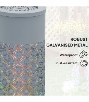 Outsunny Outdoor Waterfall Fountain Water Feature with LED, Light Grey