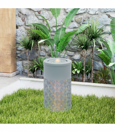 Outsunny Outdoor Waterfall Fountain Water Feature with LED, Light Grey