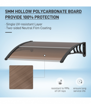 Outsunny Outdoor Window Door Canopy Fixed Awning Porch UV Water Cover Brown