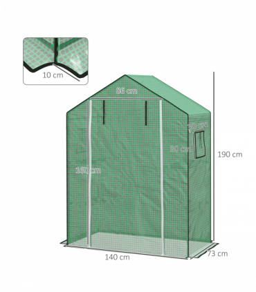 Outsunny PE Greenhouse Cover Replacement with Door and Mesh Windows, Green