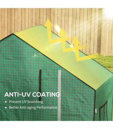 Outsunny PE Greenhouse Cover Replacement with Door and Mesh Windows, Green