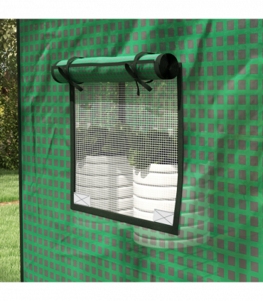 Outsunny PE Greenhouse Cover Replacement with Door and Mesh Windows, Green