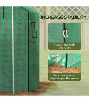 Outsunny PE Greenhouse Cover Replacement with Door and Mesh Windows, Green