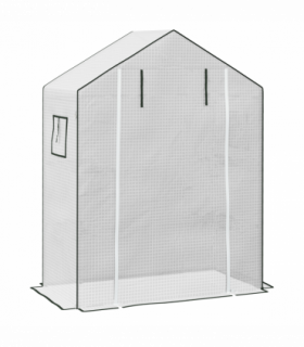 Outsunny PE Greenhouse Cover Replacement with Door and Mesh Windows, White