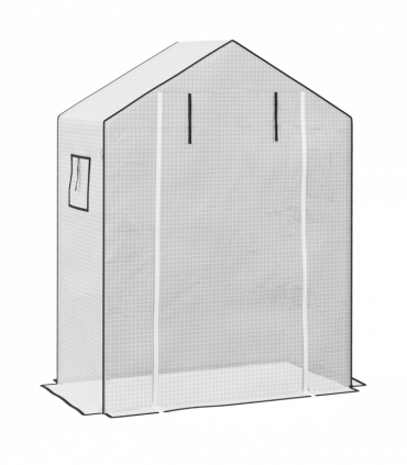 Outsunny PE Greenhouse Cover Replacement with Door and Mesh Windows, White