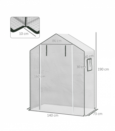Outsunny PE Greenhouse Cover Replacement with Door and Mesh Windows, White