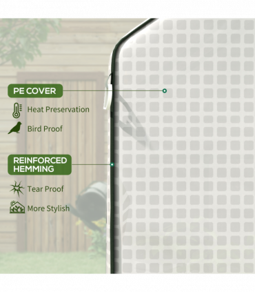 Outsunny PE Greenhouse Cover Replacement with Door and Mesh Windows, White