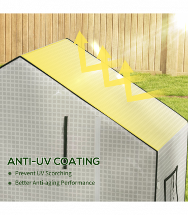 Outsunny PE Greenhouse Cover Replacement with Door and Mesh Windows, White