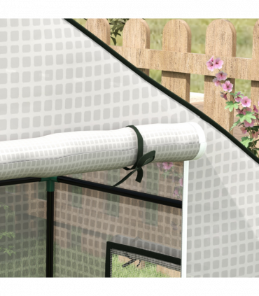 Outsunny PE Greenhouse Cover Replacement with Door and Mesh Windows, White
