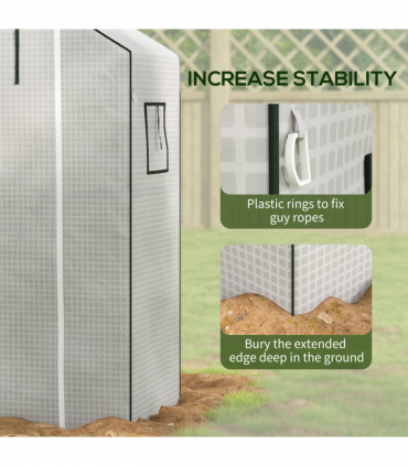 Outsunny PE Greenhouse Cover Replacement with Door and Mesh Windows, White