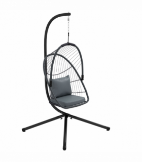 Outsunny PE Hanging Swing Chair w/ Cushion, Patio Hanging Chair, Grey