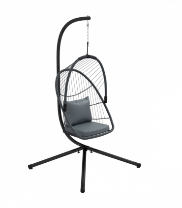 Outsunny PE Hanging Swing Chair w/ Cushion, Patio Hanging Chair, Grey