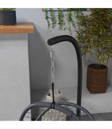 Outsunny PE Hanging Swing Chair w/ Cushion, Patio Hanging Chair, Grey