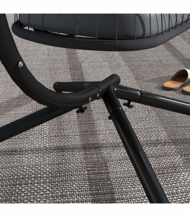 Outsunny PE Hanging Swing Chair w/ Cushion, Patio Hanging Chair, Grey