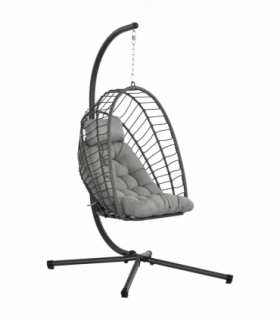 Outsunny PE Hanging Swing Chair w/ Thick Cushion, Patio Hanging Chair, Grey