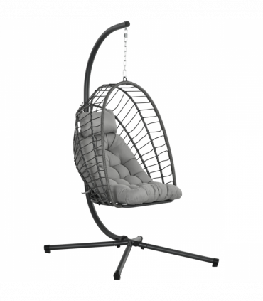 Outsunny PE Hanging Swing Chair w/ Thick Cushion, Patio Hanging Chair, Grey