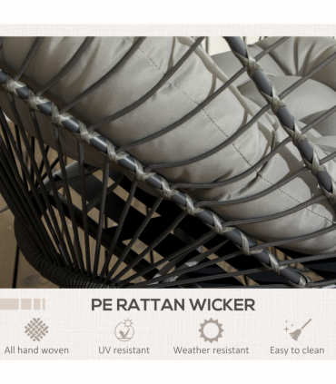 Outsunny PE Hanging Swing Chair w/ Thick Cushion, Patio Hanging Chair, Grey