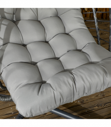 Outsunny PE Hanging Swing Chair w/ Thick Cushion, Patio Hanging Chair, Grey