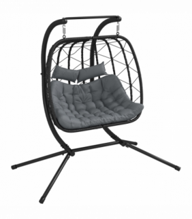 Outsunny PE Hanging Swing Chair with Thick Cushion, Patio Hanging Chair, Black