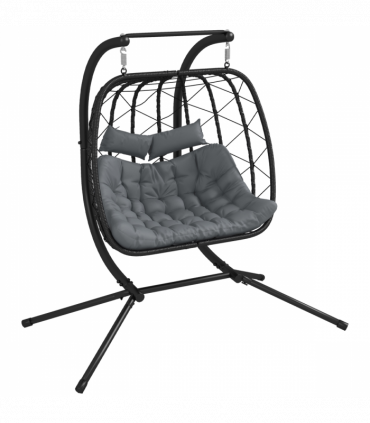 Outsunny PE Hanging Swing Chair with Thick Cushion, Patio Hanging Chair, Black
