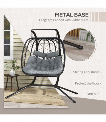 Outsunny PE Hanging Swing Chair with Thick Cushion, Patio Hanging Chair, Black