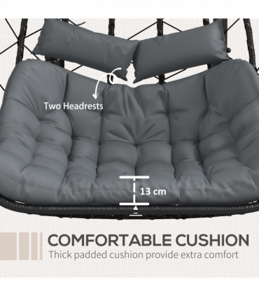 Outsunny PE Hanging Swing Chair with Thick Cushion, Patio Hanging Chair, Black