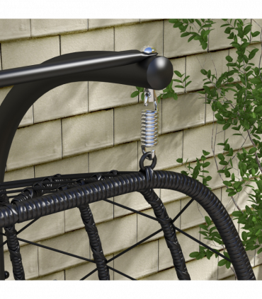 Outsunny PE Hanging Swing Chair with Thick Cushion, Patio Hanging Chair, Black