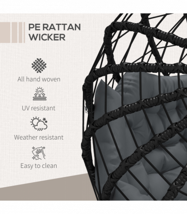 Outsunny PE Hanging Swing Chair with Thick Cushion, Patio Hanging Chair, Black