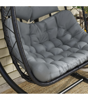 Outsunny PE Hanging Swing Chair with Thick Cushion, Patio Hanging Chair, Black