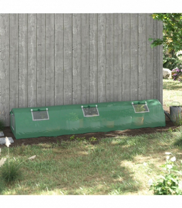 Outsunny PE Mini Greenhouse, 3m Portable Tunnel Green House with 5 Mesh Windows