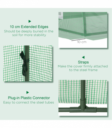 Outsunny PE Mini Greenhouse, 3m Portable Tunnel Green House with 5 Mesh Windows