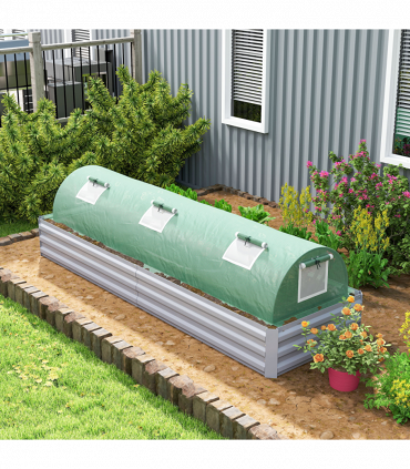 Outsunny PE Mini Greenhouse, 3m Portable Tunnel Green House with 5 Mesh Windows