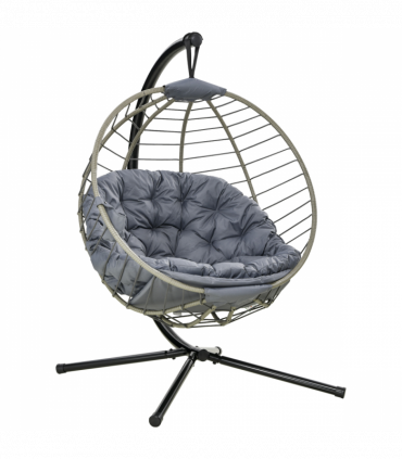Outsunny PE Rattan Hanging Swing Chair w/ Stand & Cup Holder, Grey