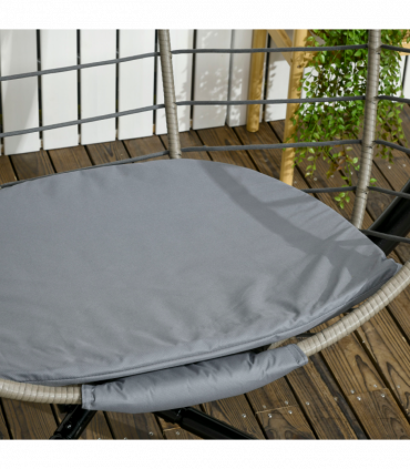 Outsunny PE Rattan Hanging Swing Chair w/ Stand & Cup Holder, Grey