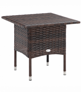 Outsunny PE Rattan Outdoor Coffee Table, Easy Match Rattan Side Table, Brown