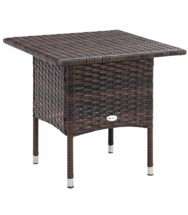 Outsunny PE Rattan Outdoor Coffee Table, Easy Match Rattan Side Table, Brown