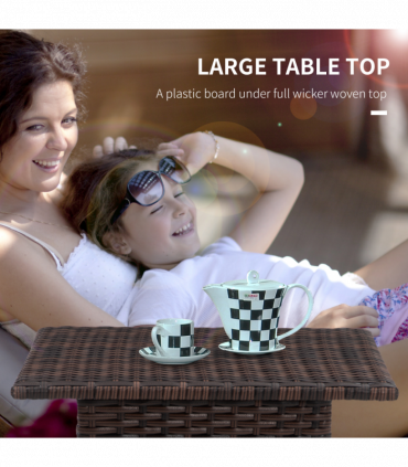 Outsunny PE Rattan Outdoor Coffee Table, Easy Match Rattan Side Table, Brown