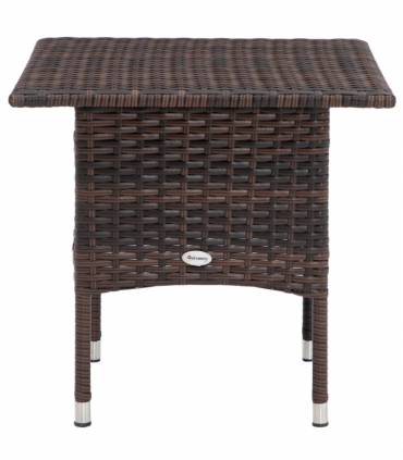 Outsunny PE Rattan Outdoor Coffee Table, Easy Match Rattan Side Table, Brown