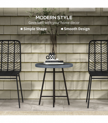 Outsunny PE Rattan Side Table for Indoor, Outdoor, Balcony, Patio, Grey