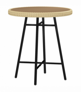 Outsunny PE Rattan Side Table for Indoor, Outdoor, Balcony, Patio, Natural