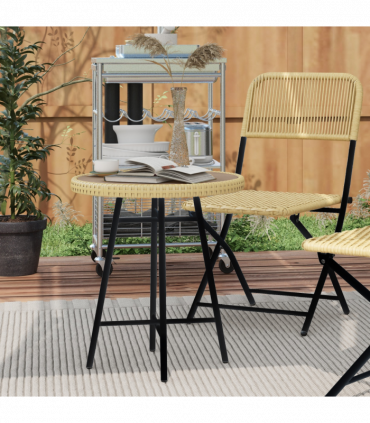 Outsunny PE Rattan Side Table for Indoor, Outdoor, Balcony, Patio, Natural