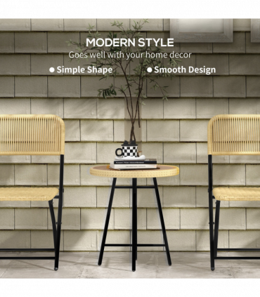 Outsunny PE Rattan Side Table for Indoor, Outdoor, Balcony, Patio, Natural