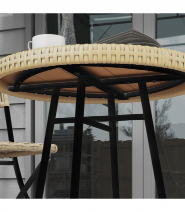 Outsunny PE Rattan Side Table for Indoor, Outdoor, Balcony, Patio, Natural