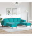 Sofa Set 3 pcs Turquoise Velvet