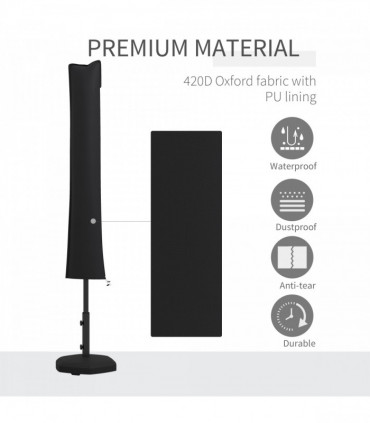 Outsunny Parasol Cover, Patio Cantilever Cover, Banana Umbrella Cover, Black