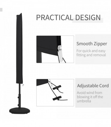 Outsunny Parasol Cover, Patio Cantilever Cover, Banana Umbrella Cover, Black